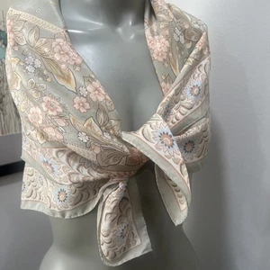 Vintage 90er Jahre Echo Pastell Rosa/Grau Blumen Seidentuch 33"x34 - Bild 1 von 7