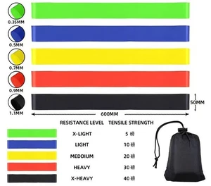 Juego de 5 bandas de bucle de ejercicio de resistencia gimnasio en casa fitness látex natural premium - Imagen 1 de 5