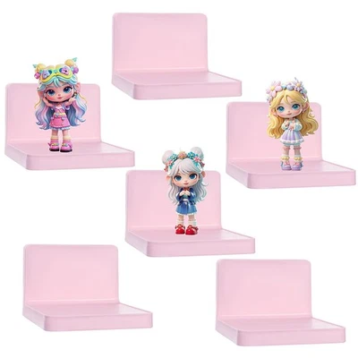 Small Adhesive Shelves 4 Inches Plastic Small Wall Shelf Set of 6 Mini Floati... - Image 1 of 4