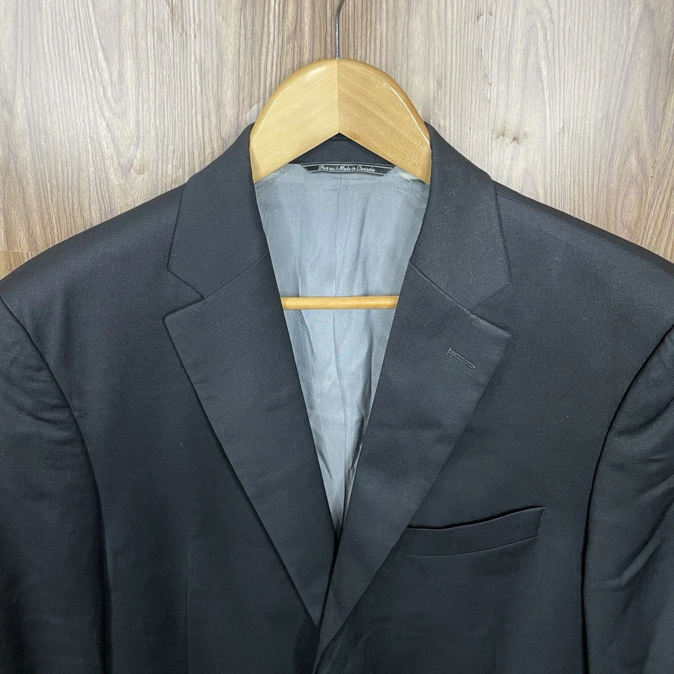 Chaqueta Blazer Jack Victor Para Hombre 38R Negra Lana Sólida Dos Botones Hecha en Canadá Foto 1 de 4