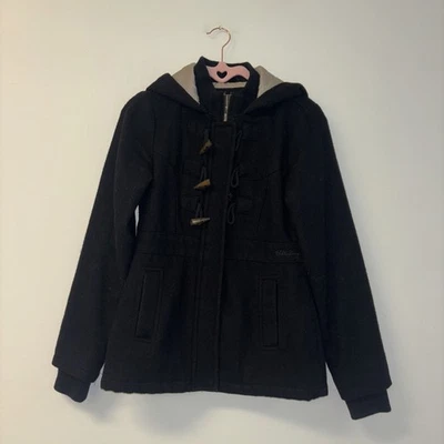 De Colección Billabong Y2K Chaqueta de Bombardero Mujer Talla Pequeña Negro Acolchado Lana Tareas Abrigo Foto 1 de 4