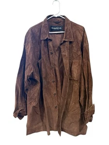 Kenneth Cole Vintage Schwein Wildleder Leder Knopfleiste Scheune Hausarbeit Jacke Pre Distressed - Bild 1 von 10