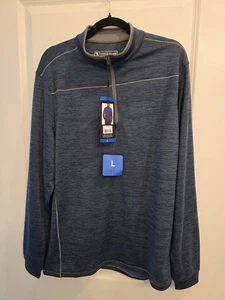 Pebble Beach Dry-Luxe Performance 1/4 Zip Pullover Blau L Neu mit Etikett Langarm Golf - Bild 1 von 8