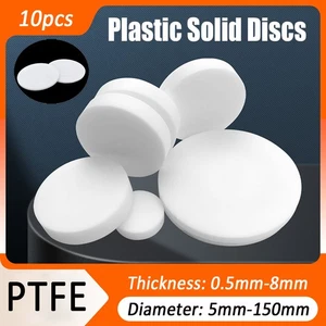 10x 0.5mm - 8mm Thick White Ptfe Round Flat Plastic Discs High Temp Low Friction - Picture 1 of 225