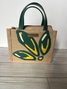 OL ANIYI Mid- Lux Purse for Women Floral Leather Jute Green Beige Purse Bag - Picture 1 of 8