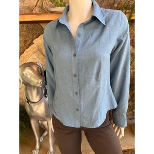 Royal Robbins Blue Button Down Long Sleeve Hiking Shirt Zipped Pocket Size M - Picture 1 of 5