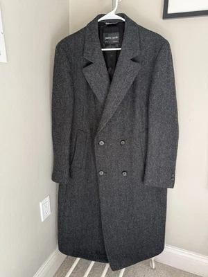 Vtg Pierre Cardin Men Double Breasted 100% Wool Coat Charcoal Gray Herringbone - Image 1 of 4