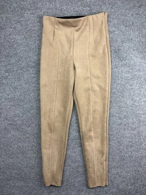 Pantalones Zara para mujer medianos camel imitación gamuza cremallera lateral tobillo cremalleras tiro alto cónicos Foto 1 de 4