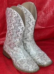 Roper Glitzer Spitze Cowboystiefel eckige Zehenpartie Hochzeit 7,5 - Bild 1 von 20