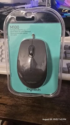 Logitech M100 Optical Mouse Full-Size Corded USB Wired, Black - Image 1 of 2