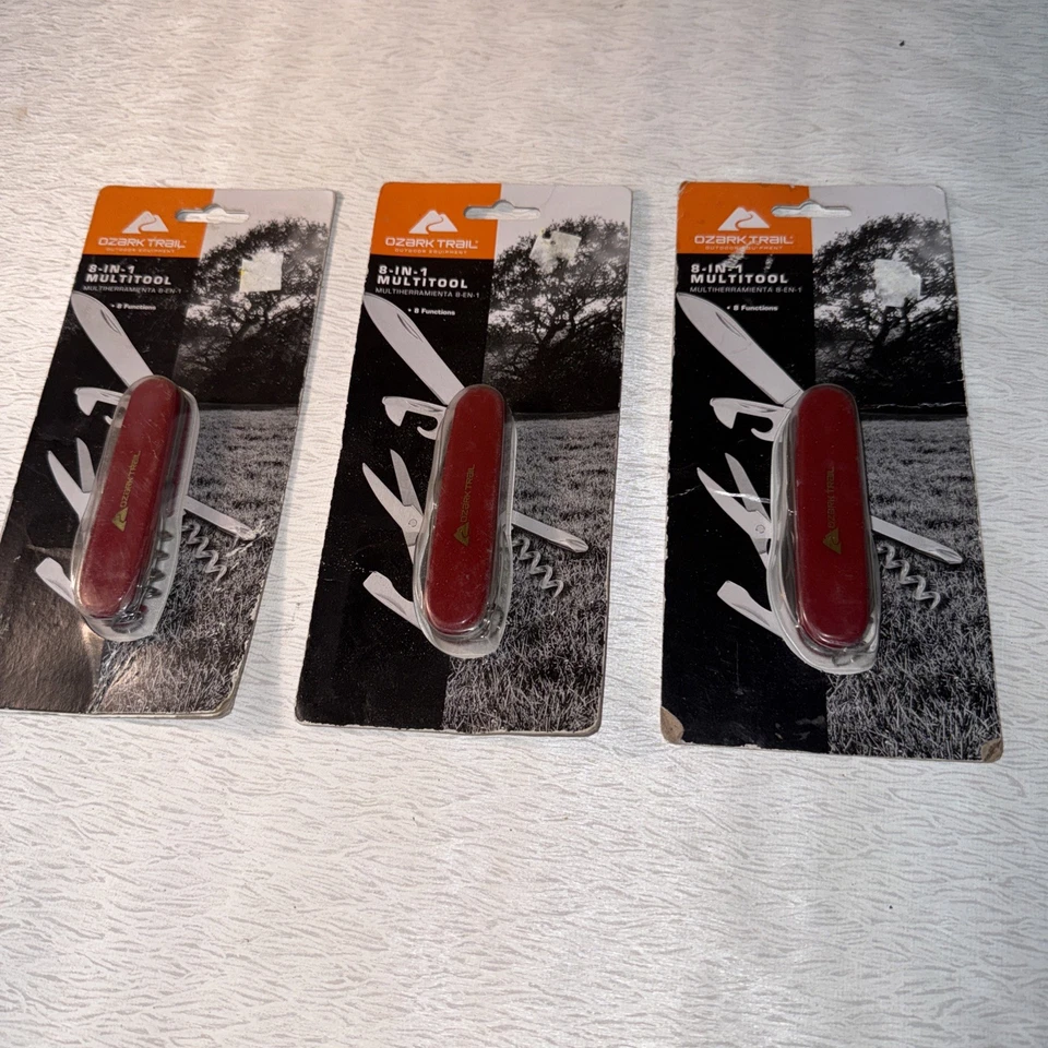 Ozark Trail 8-in-1 Multitool Pocket Knife Red Pack of 3 New - Image 1 of 4
