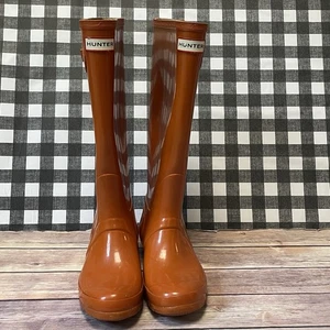 Burnt Orange Hunter Tall Rain Boots Sz 6/7 - Picture 1 of 10