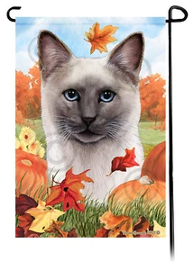Gartenflagge fallende Blätter - blaue Spitze Siamkatze - Bild 1 von 1