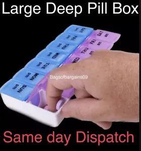 Large 7 Day Pill Box Medicine Am/Pm Tablet Dispenser Organizer Weekly - Picture 1 of 5
