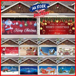 Merry Christmas Holiday Banner Garage Door Cover Mural Winter Snowman Decor AU - Picture 1 of 63