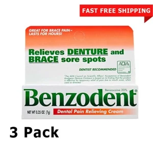 Benzodent Crema Dental Alivio del Dolor para Dentaduras Frenos Cuidado Bucal 0.25 OZ 3/26 - Imagen 1 de 1