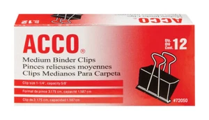 Acco Medium  Binder Clips 12 each - Picture 1 of 1