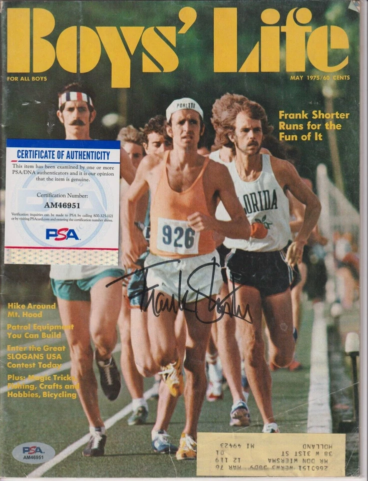 FRANK SHORTER SIGNED 1975 May Boy's Life PSA/DNA COA Auto Autographed GOLD MEDAL - Image 1 of 1