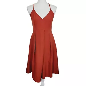 Eliacher Small 4-6 Deep V Neck Dress Adjustable Spaghetti Straps Rust Color NEW - Picture 1 of 9