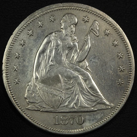 1870 Seated Liberty Silver Dollar - Damage & Cleaned Cover