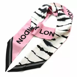 Burberry London Schal Band Logo All Over Muster Rosa Weiß Schwarz /Nw27 Damen - Bild 1 von 9