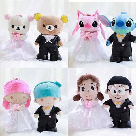 Lilo&stitch rilakkuma model plush wedding dress couple lover doll toys  2023gift Cover