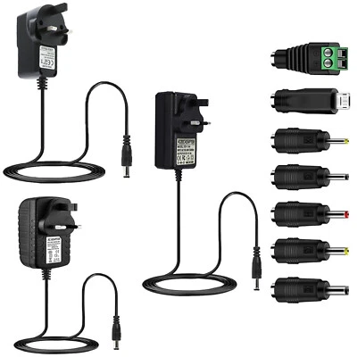 1A/2A/3A 12V DC UK Plug Power Supply Adaptor Transformer for LED Strips CCTV - Image 1 of 4