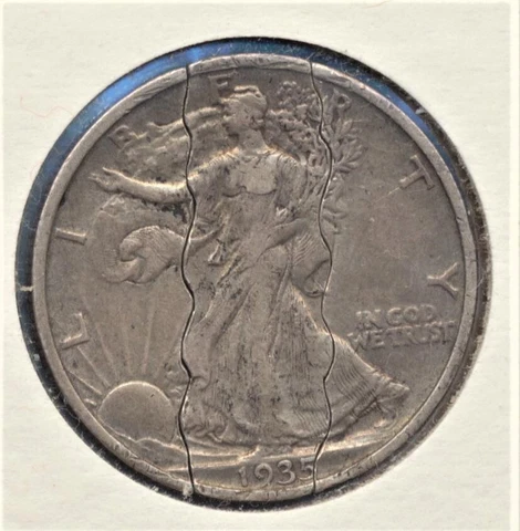 1935 Liberty Walking Half Bottle Folding Coin Money Trick 90% Silver  FREE SHIP Cover