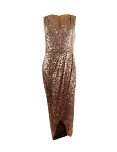 Calvin Klein Women's Size 4 Draped Gold Sequined Gown Dress Night on the Town