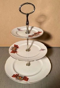 Bandeja para servir porcelana de 3 niveles tartán Royal Grafton Stewart de colección Inglaterra - Imagen 1 de 5