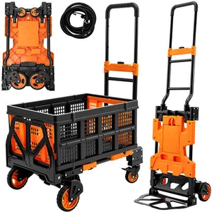 Carretilla plegable Ginkman 2 en 1 para camión de mano con cesta plegable y ruedas (naranja) - Imagen 1 de 14
