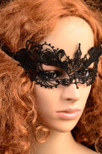 0357 Mascherina Nera per Occhi Stile Veneziana in Pizzo Ricamato Sexy Intrigante - Imagen 1 de 1