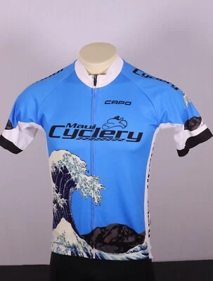 CAPO Men's Large Maui Cyclery Hawaii Aloha Cycling Bike Jersey -Blue White Multi - Image 1 of 4