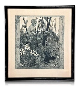 Heinrich Vogeler 1872-1942 - Radierung - Froschbraut - 1899 Jugendstil - gerahmt - Bild 1 von 16