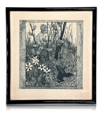 Heinrich Vogeler 1872-1942 - Radierung - Froschbraut - 1899 Jugendstil - gerahmt - Bild 1 von 4