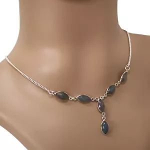 Labradorit Collier Kette Silber 925 Sterlingsilber Indien Halskette Damen ts - Bild 1 von 5