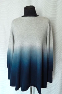 🔻Kakao Kaschmir 100% Kaschmir blau grau Farbverlauf Oversized Relaxed Fit Gr. M - Bild 1 von 7