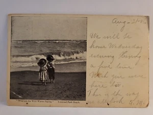 Postkarte UDB Linwood Park Beach Ohio Was sagen die wilden Wellen um 1906 - Bild 1 von 4