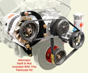 SBC SERPENTINE PULLEY KIT W/ PUMPS & DELCO SETUP,0%,,1:1,BLOCK MOUNT POWER STEER - Picture 1 of 2