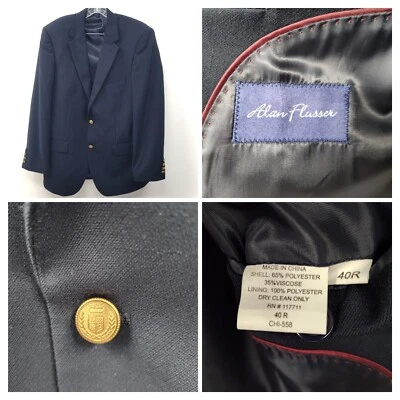 Blazer Alan River Para Hombre 40R Azul Marino Dorado Dos Botones Abrigo Chaqueta Forrada Foto 1 de 4