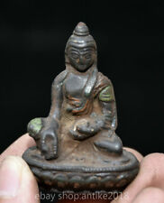 2.2 " Old Tibet Bronze Painting Shakyamuni Sakyamuni Buddha Lotus Statue