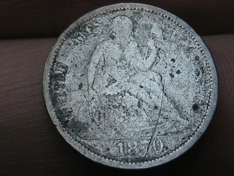 1870 P Seated Liberty Silver Dime- Philadelphia, AG/Good Details Cover