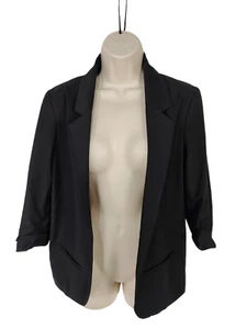 WOMEN TOPSHOP SIZE UK 8 BLACK FORMAL 3/4 SLEEVE TAILORED WORK SUIT BLAZER JACKET - Picture 1 of 4