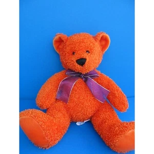 Kids of America funkelnder orangefarbener Teddybär mit lila Schleife Halloween 12 Zoll - Bild 1 von 9