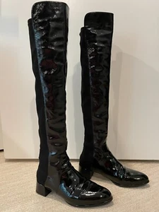 Stuart Weitzman Fifo Women's Black Patent Leather Over-The-Knee Boot Size 10.5 - Picture 1 of 12