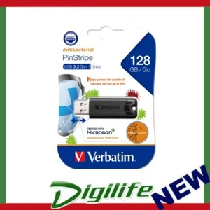 Verbatim 128GB Antibacterial Pinstripe USB 3.0 Drive (with Microban®) Black - Picture 1 of 1