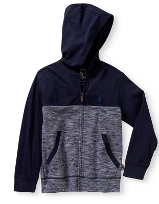 YOUTH BOYS 7 NAVY COTTON BLEND LIGHTWEIGHT LONG SLEEVE FULL-ZIP HOODIE, NAVY - Image 1 of 3