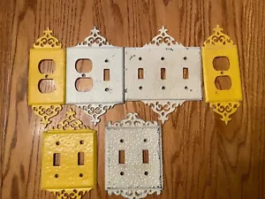 USED 6 Vtg 70s Hammered metal Goth Light Switch Plates And Outlet Covers - Picture 1 of 6