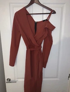 Terracotta Midi Wrap Dress - Picture 1 of 2