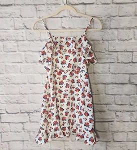 Row A Womens Size Small White Red Floral Mini Flowy Dress - Picture 1 of 6